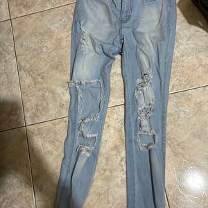 Fashion nova light denim ripped jeans